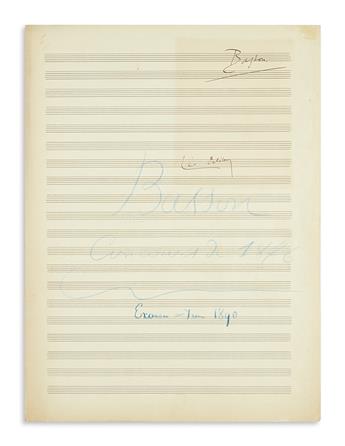 DELIBES, LÉO. Autograph Musical Manuscript dated and Signed, working draft of a work for bassoon and cello (Morceau à déchiffrer pour